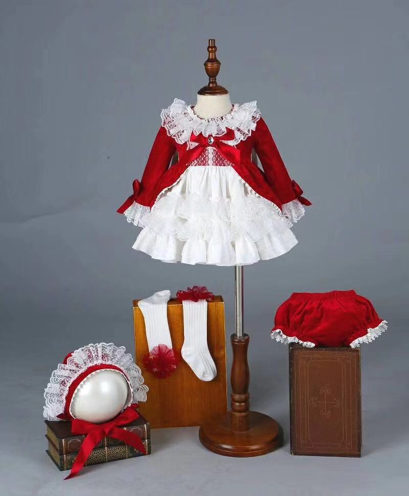 Baby Xmas Clothing - 4-teiliges Set Mädchenkleid für Herbst, Winter