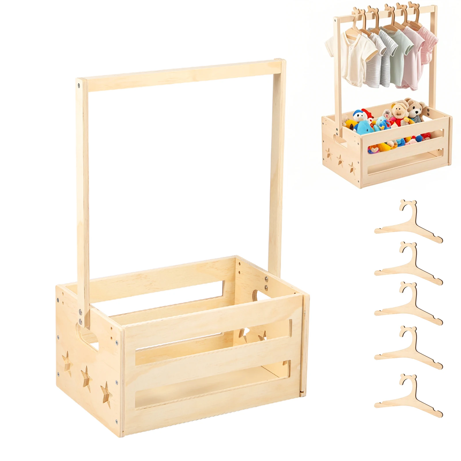 Baby Clothing Basket - Holz-Baby-Duschkorb, Mehrzweck-Baby-Duschkorb mit Organizer, Baby-Aufbewahrungskiste, dekorativer