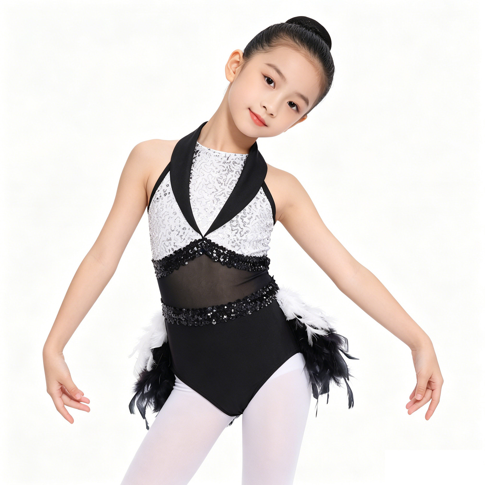 Baby Clothing Size - Teenager Mädchen ärmellose Pailletten Sheer Mesh
