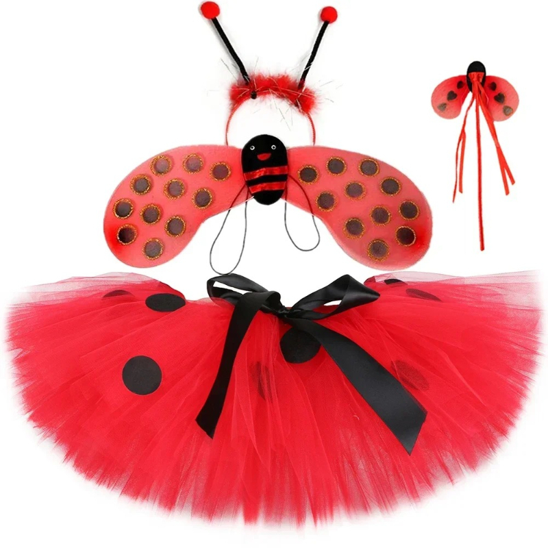 Baby Tutu Skirt - Mädchen Marienkäfer-Tutu-Rock Rot mit Schwarzen Punkten