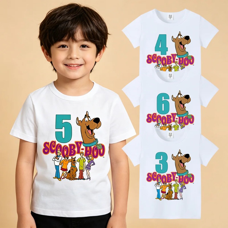 Baby Clothing On Sale - Scooby-Doo Geburtstags-T-Shirt mit Zahlenmotiv, Baby-Sommer-Baumwoll-T-Shirt für